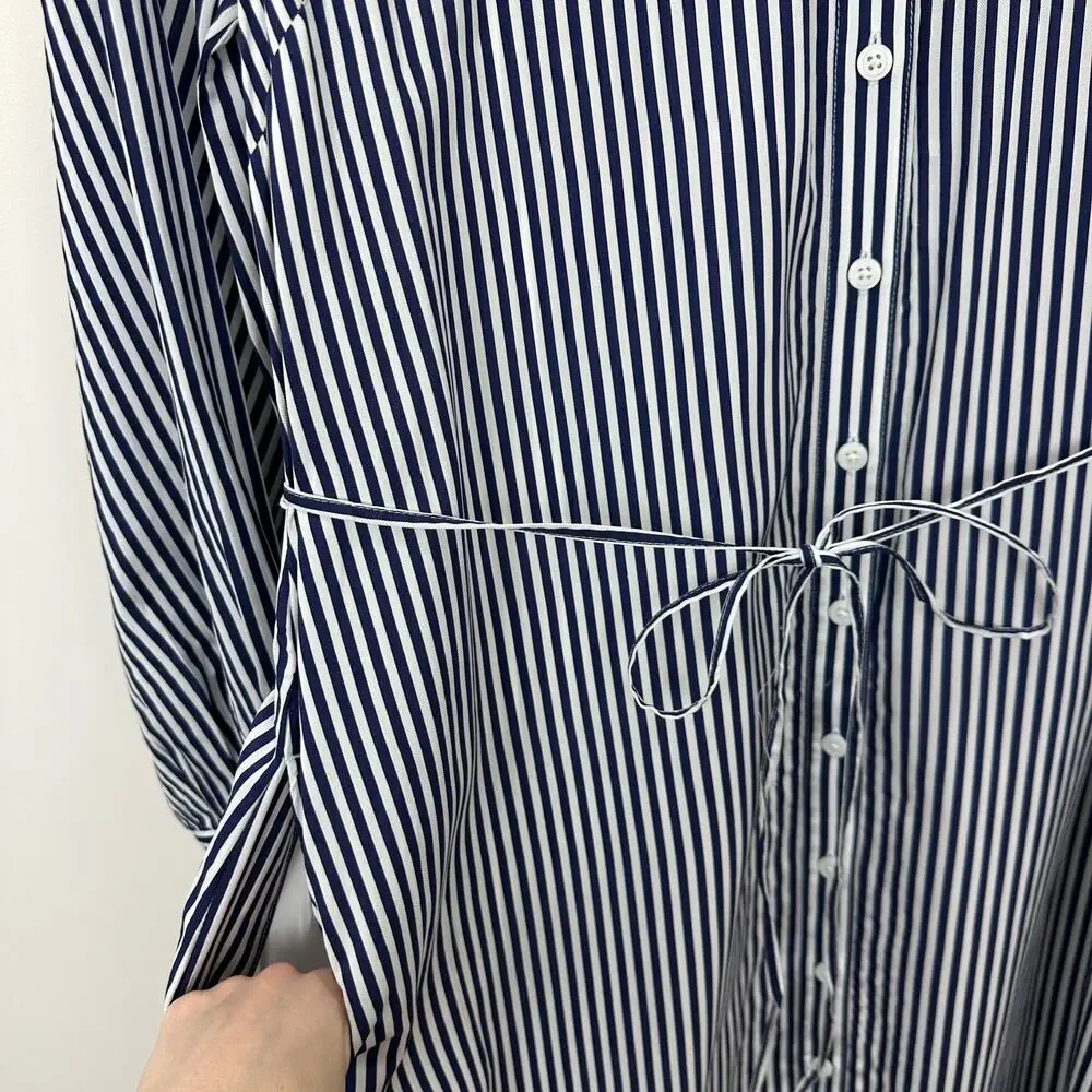 J.Crew Long Amelia Shirt Dress Striped Drapey Viscose Twill Nautical XXS NWT
